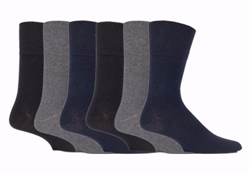IOMI - Mens 6 Pack Wide Loose Top Non Binding Elastic Cotton Crew Diabetic Socks - Picture 20 of 25