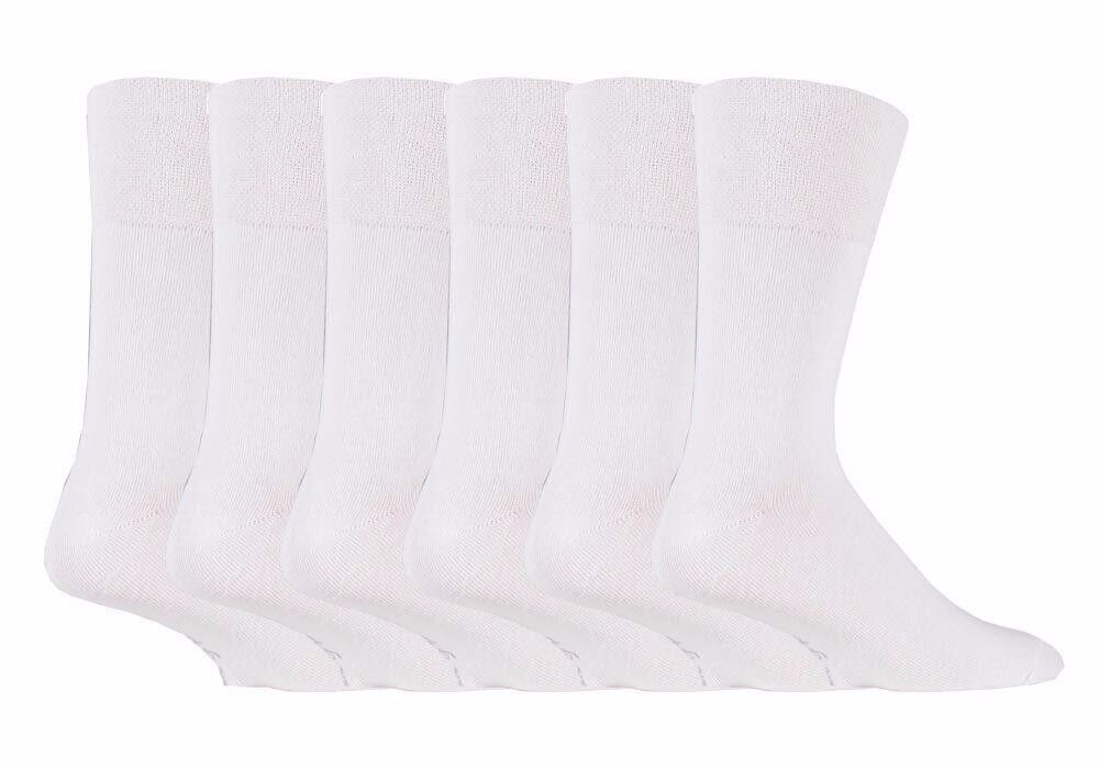 IOMI - Mens 6 Pack Wide Loose Top Non Binding Elastic Cotton Crew Diabetic Socks - Picture 23 of 25