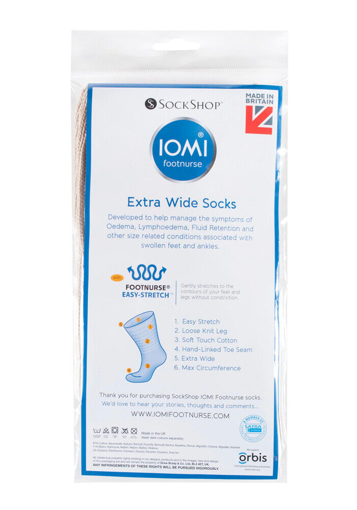 Iomi - Ohne Gummi Medizinischen Ödeme Extra Weite Socken in 4 Größen 5 Farben - Picture 6 of 23