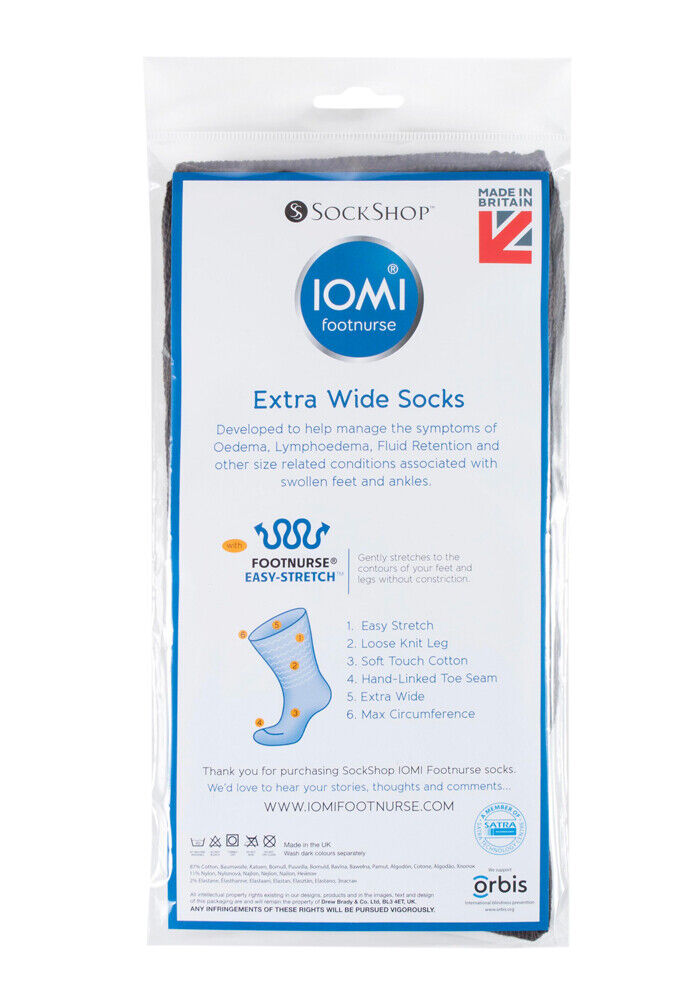 Iomi - Ohne Gummi Medizinischen Ödeme Extra Weite Socken in 4 Größen 5 Farben - Picture 10 of 23