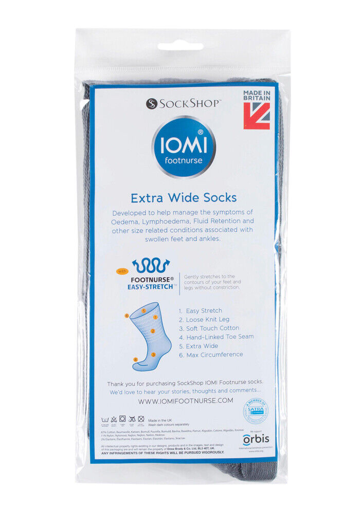 Iomi - Ohne Gummi Medizinischen Ödeme Extra Weite Socken in 4 Größen 5 Farben - Picture 14 of 23