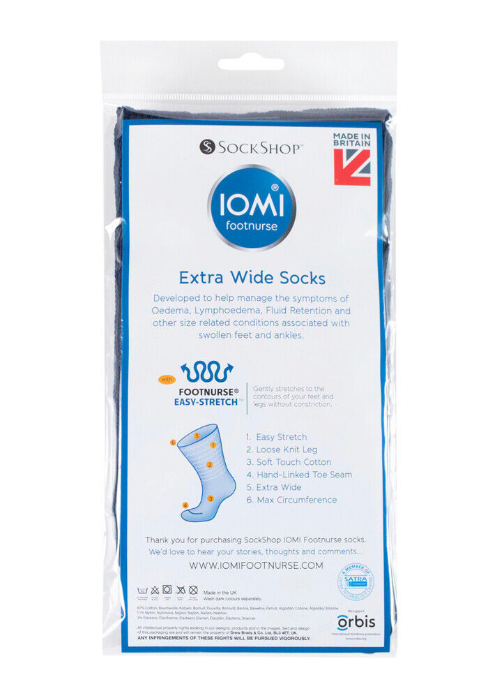 Iomi - Ohne Gummi Medizinischen Ödeme Extra Weite Socken in 4 Größen 5 Farben - Picture 18 of 23