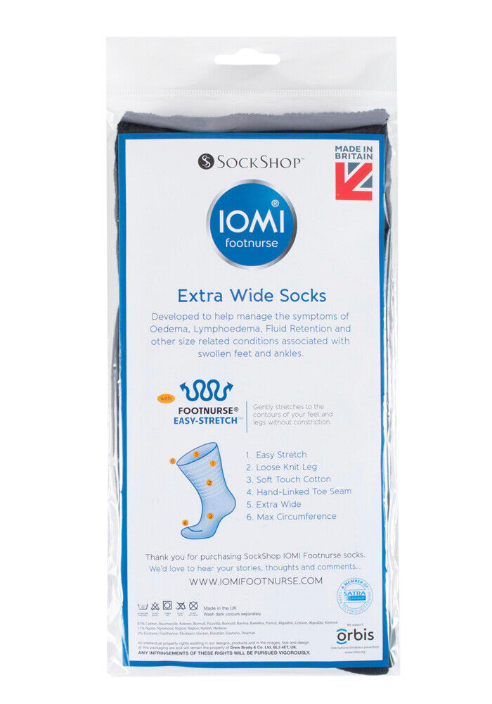 Iomi - Ohne Gummi Medizinischen Ödeme Extra Weite Socken in 4 Größen 5 Farben - Picture 22 of 23
