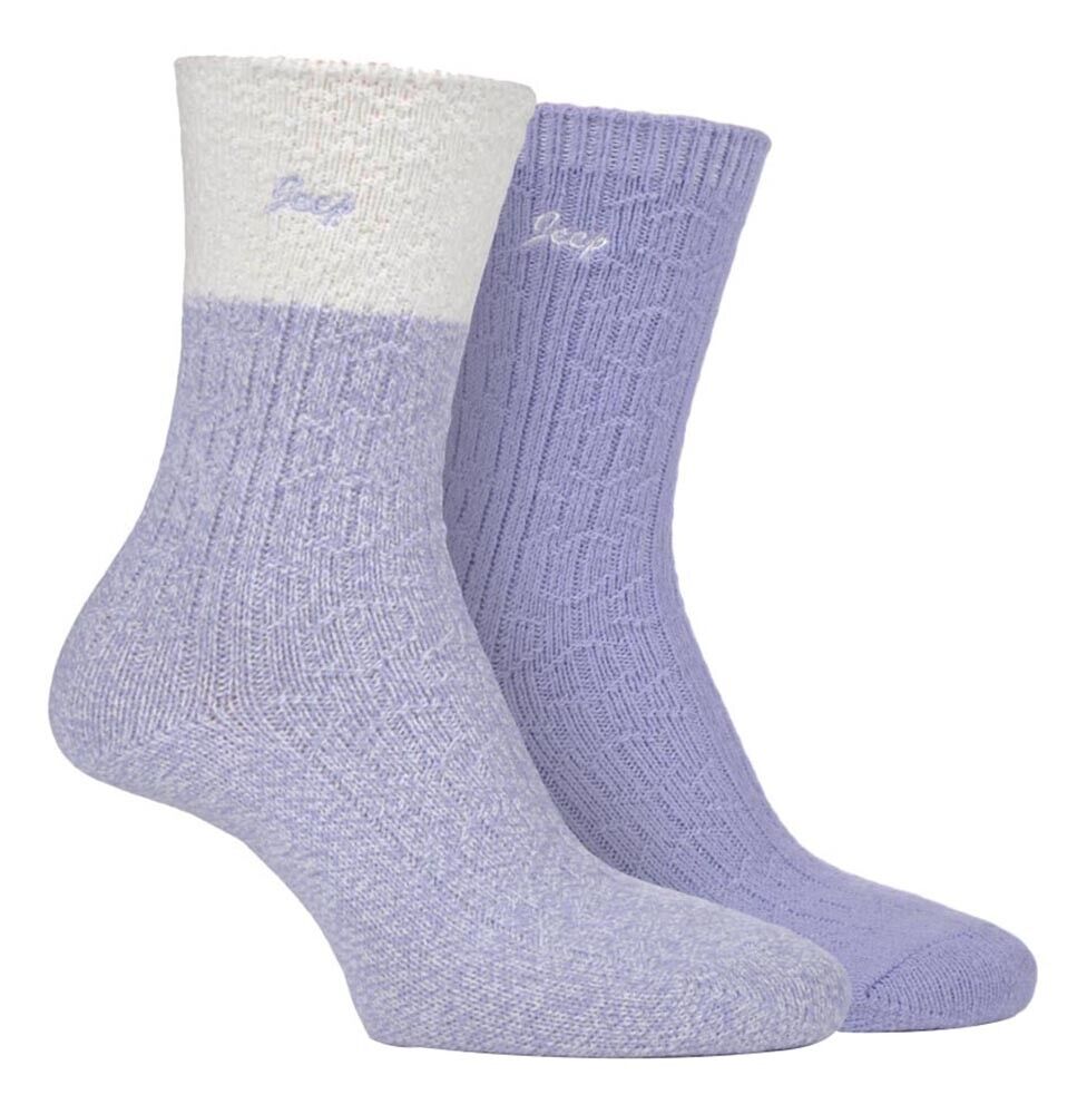 JEEP - 2 Pairs Ladies Supersoft Cute Warm Ribbed Thick Hiking Boot Socks - Picture 11 of 18