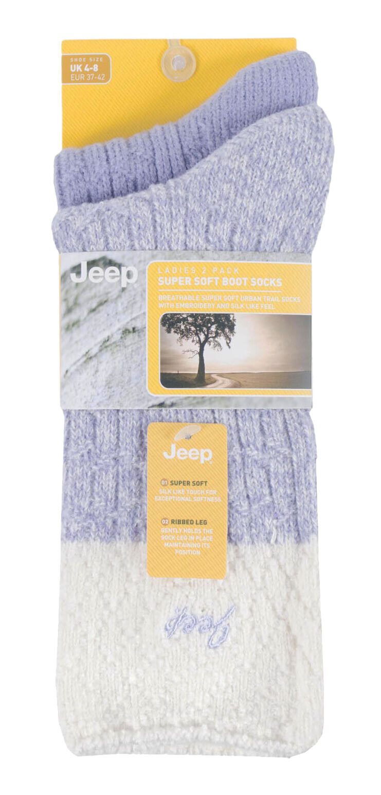 JEEP - 2 Pairs Ladies Supersoft Cute Warm Ribbed Thick Hiking Boot Socks - Picture 12 of 18