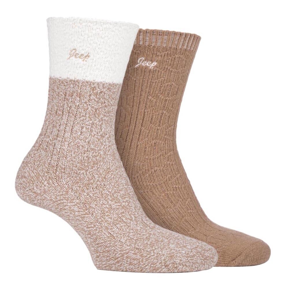 JEEP - 2 Pairs Ladies Supersoft Cute Warm Ribbed Thick Hiking Boot Socks - Picture 17 of 18
