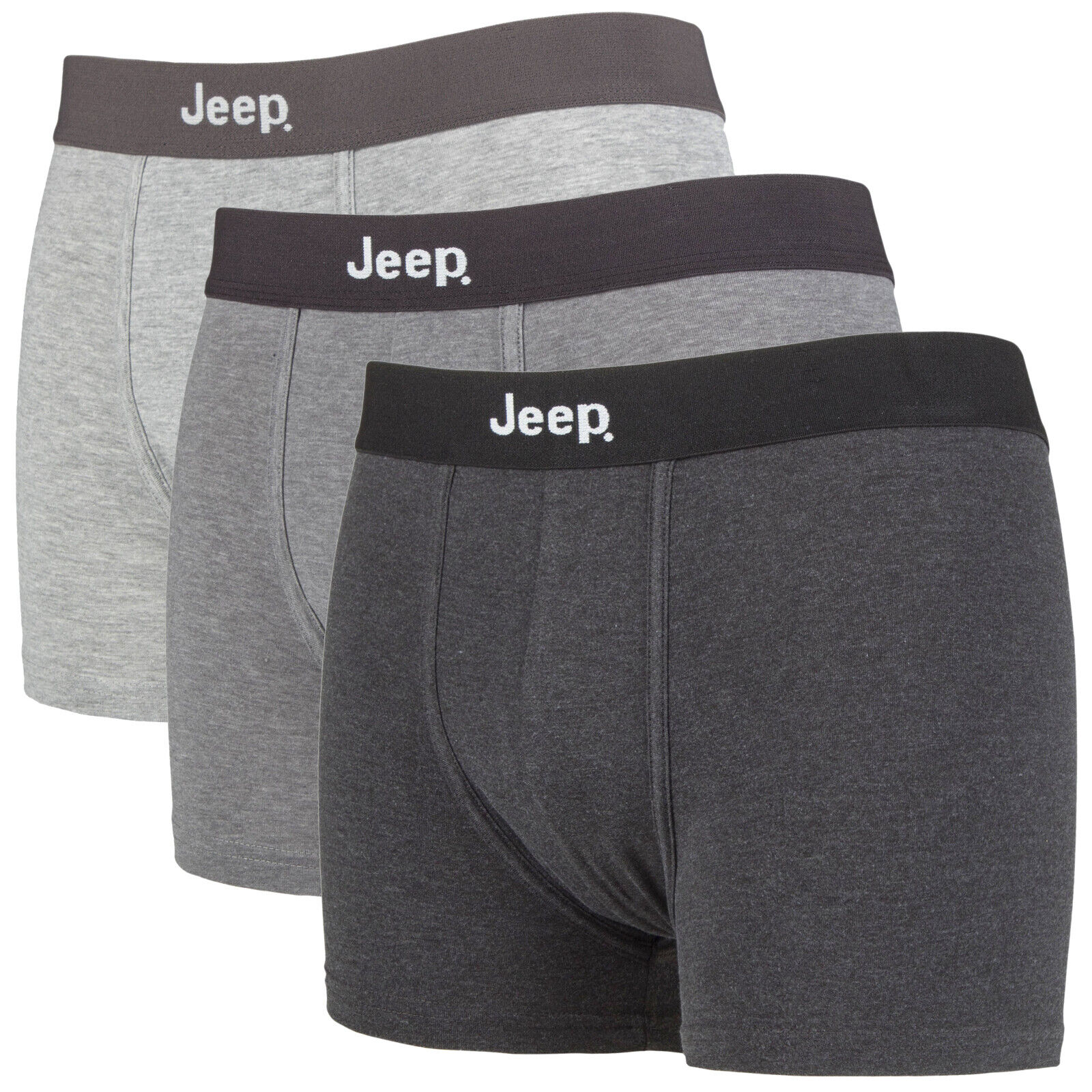 JEEP - 3 Pack Mens Cotton Rich Blend Everyday Wear Fitted Underwear Brief Trunks