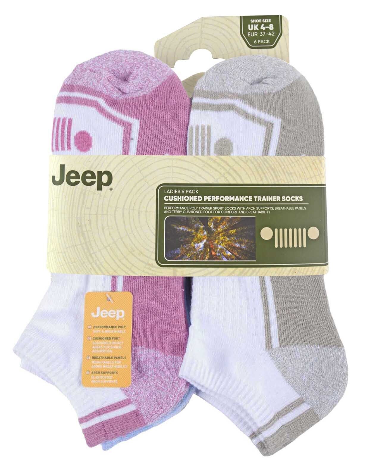 JEEP - 6 Pairs Ladies Cushioned Low Cut Sport Ankle Socks For Running - Picture 12 of 12