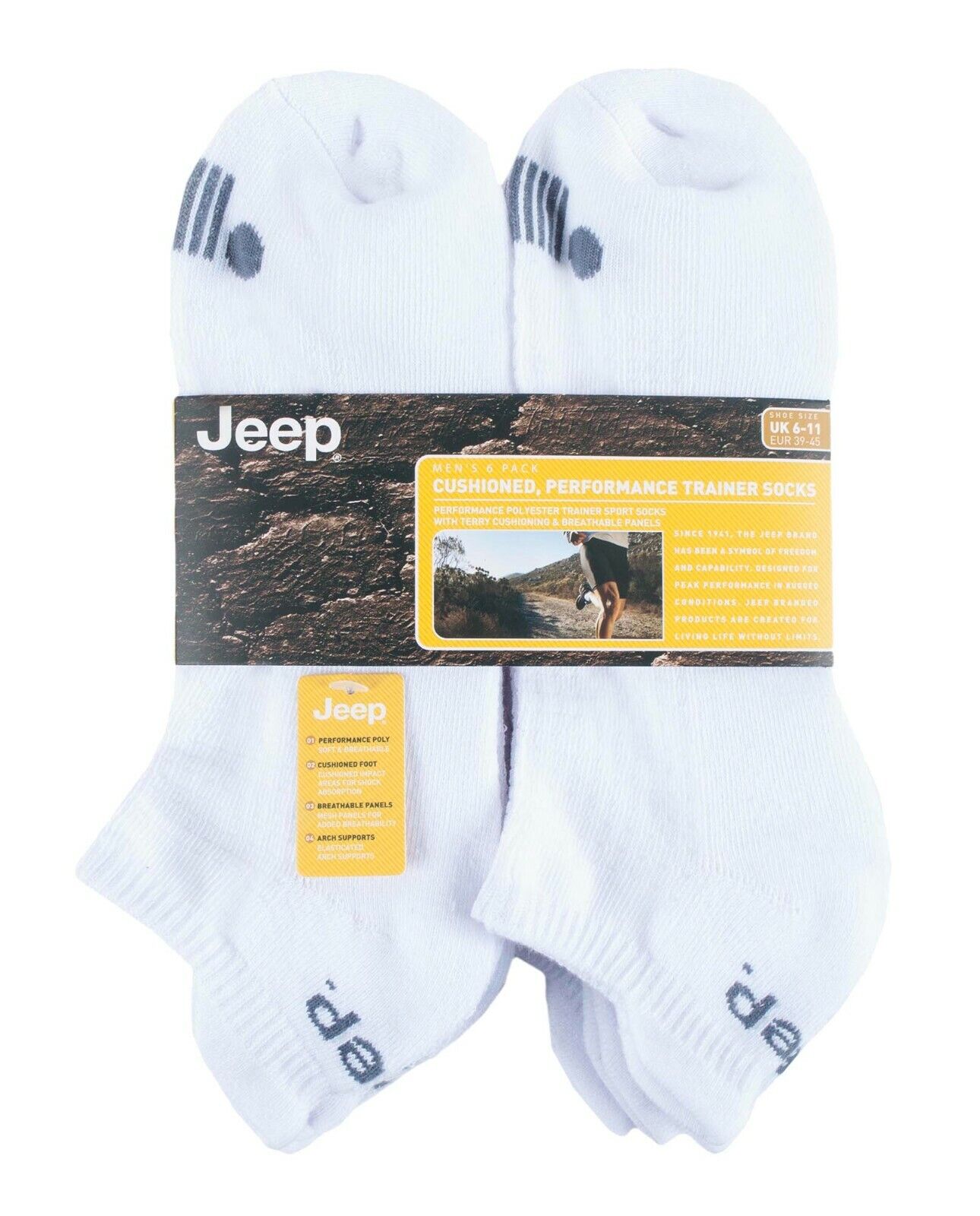 JEEP - 6 paia di calzini sportivi ammortizzati da uomo per corsa - Foto 6 di 10