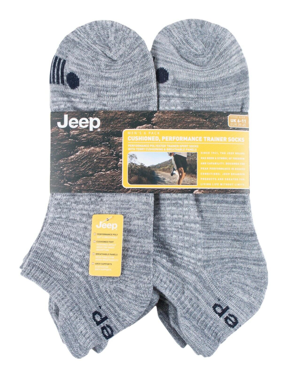 JEEP - 6 paia di calzini sportivi ammortizzati da uomo per corsa - Foto 10 di 10
