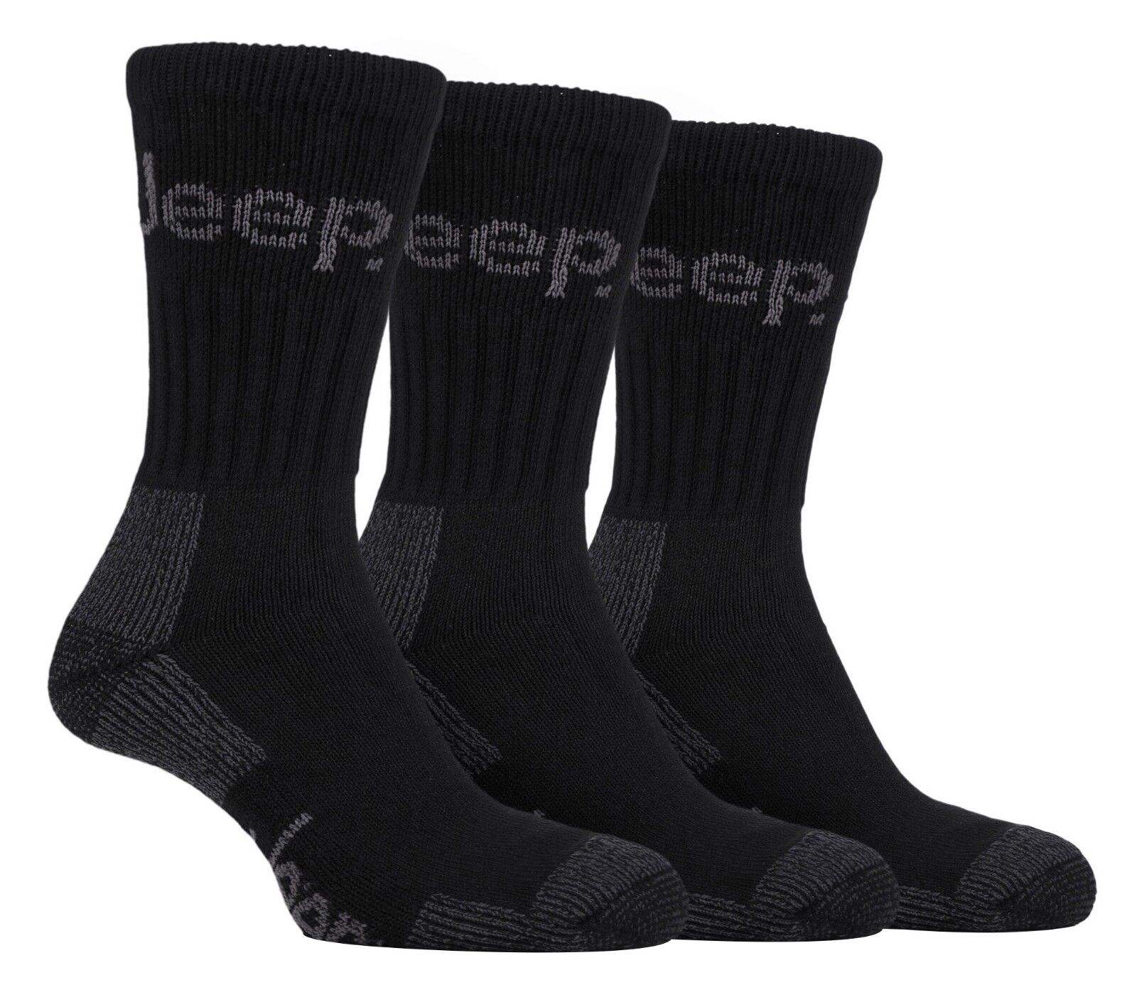 Jeep - 3 pares de calcetines de trabajo con suela acolchada para hombre para caminar senderismo - Imagen 3 de 12