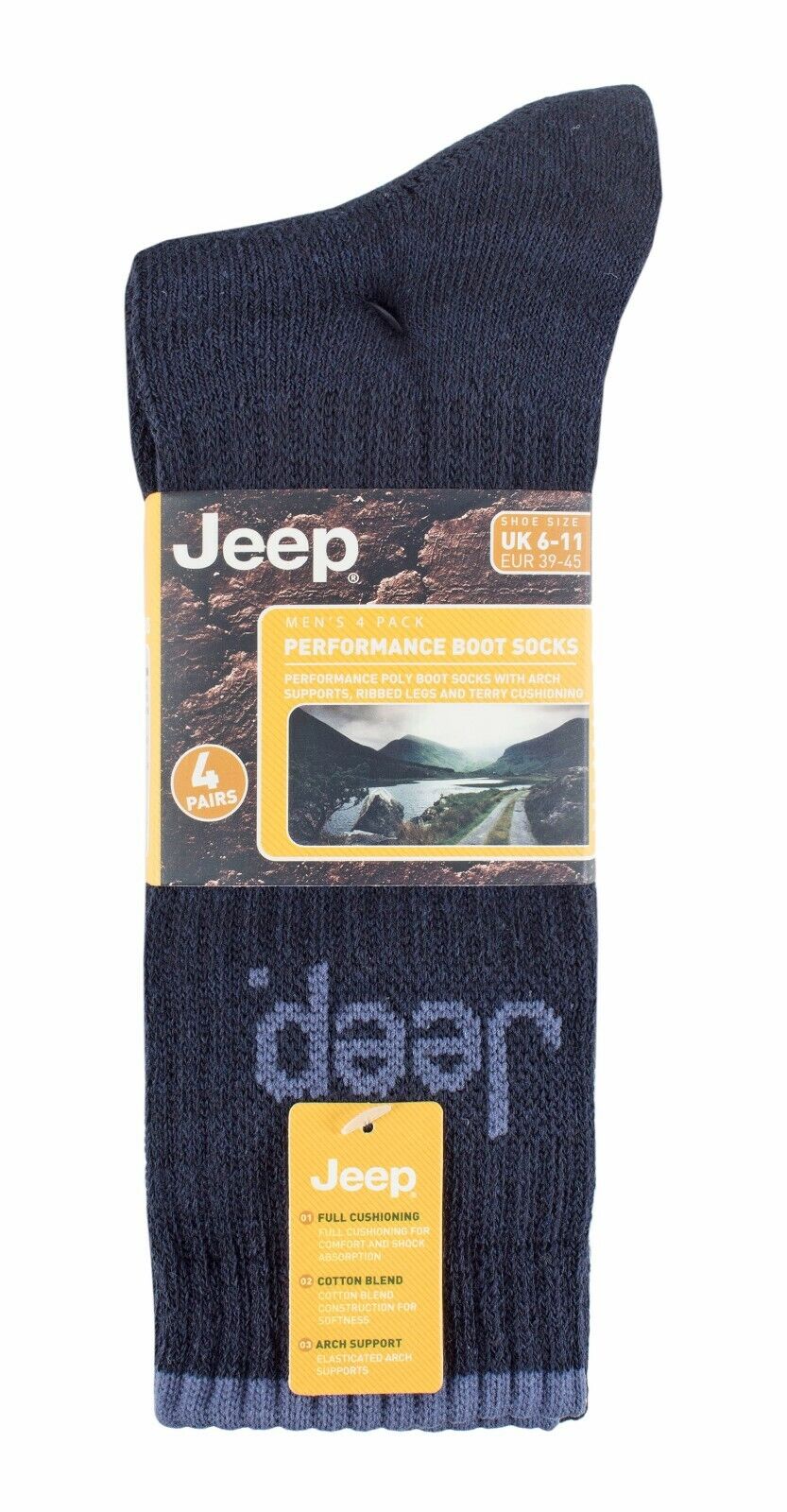 Paquete de 4 calcetines bota acolchados Jeep rica mezcla de algodón absorción de impactos Terry - Imagen 11 de 17