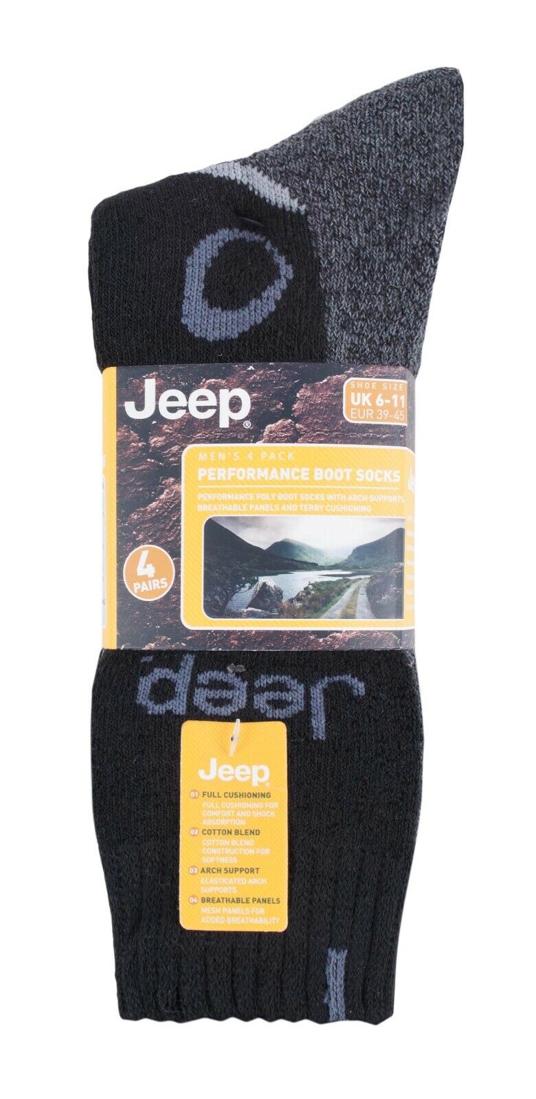Paquete de 4 calcetines bota acolchados Jeep rica mezcla de algodón absorción de impactos Terry - Imagen 13 de 17