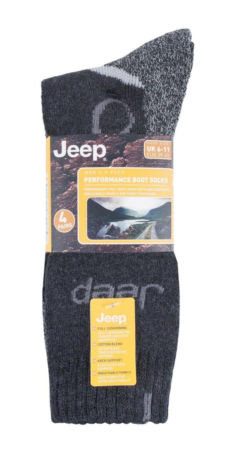 Paquete de 4 calcetines bota acolchados Jeep rica mezcla de algodón absorción de impactos Terry - Imagen 15 de 17