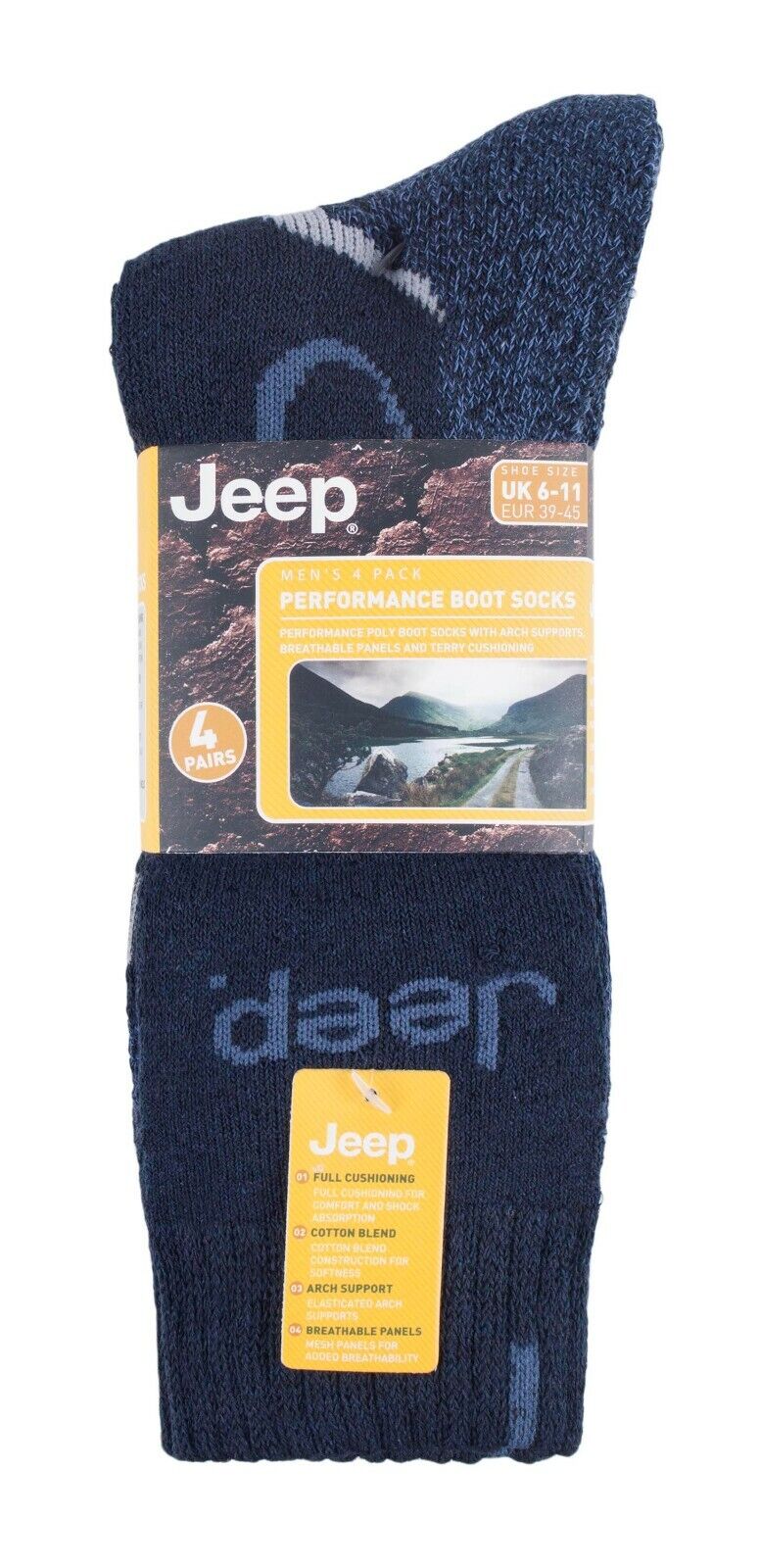 Paquete de 4 calcetines bota acolchados Jeep rica mezcla de algodón absorción de impactos Terry - Imagen 17 de 17