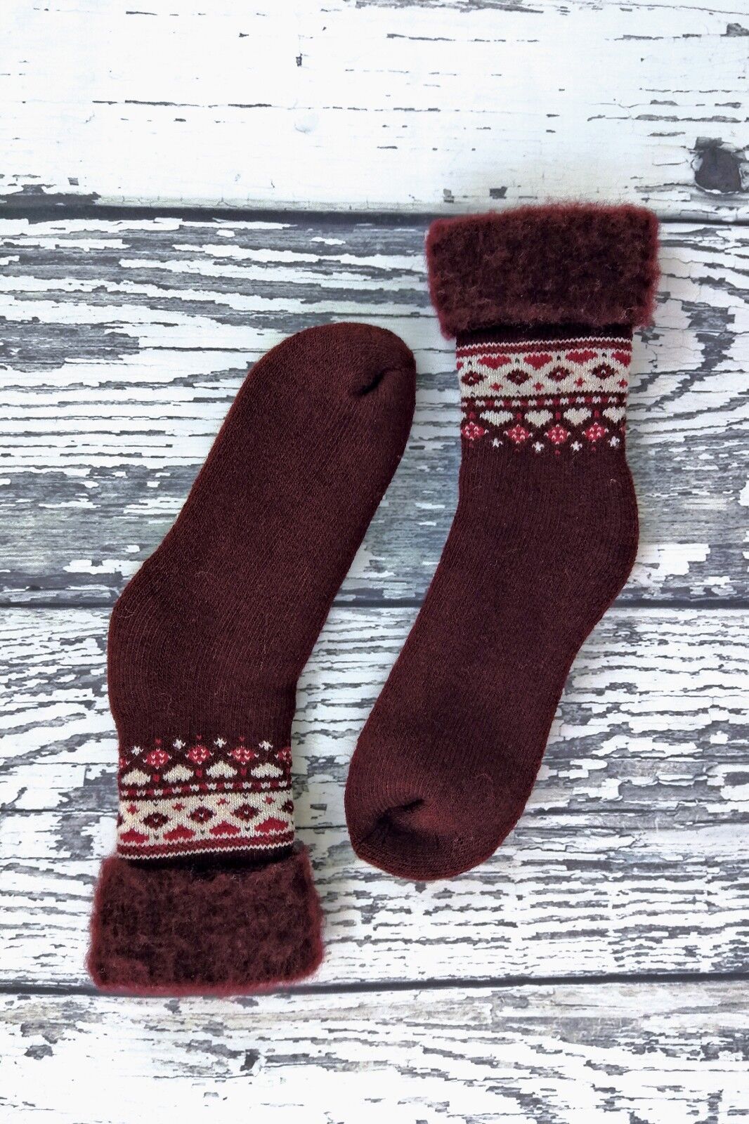 Damen flauschig gemustert Winter warm Thermo Wollmischung Lounge Bett Socken LTOWS - Bild 23 von 54