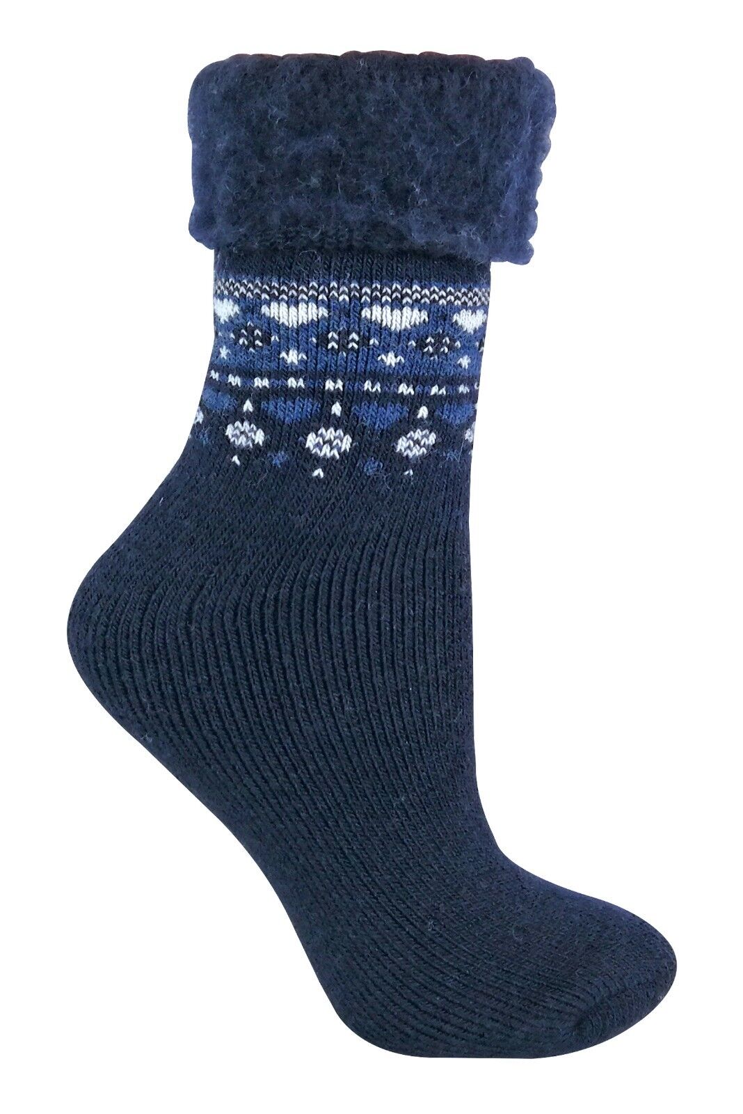 Damen flauschig gemustert Winter warm Thermo Wollmischung Lounge Bett Socken LTOWS - Bild 31 von 54