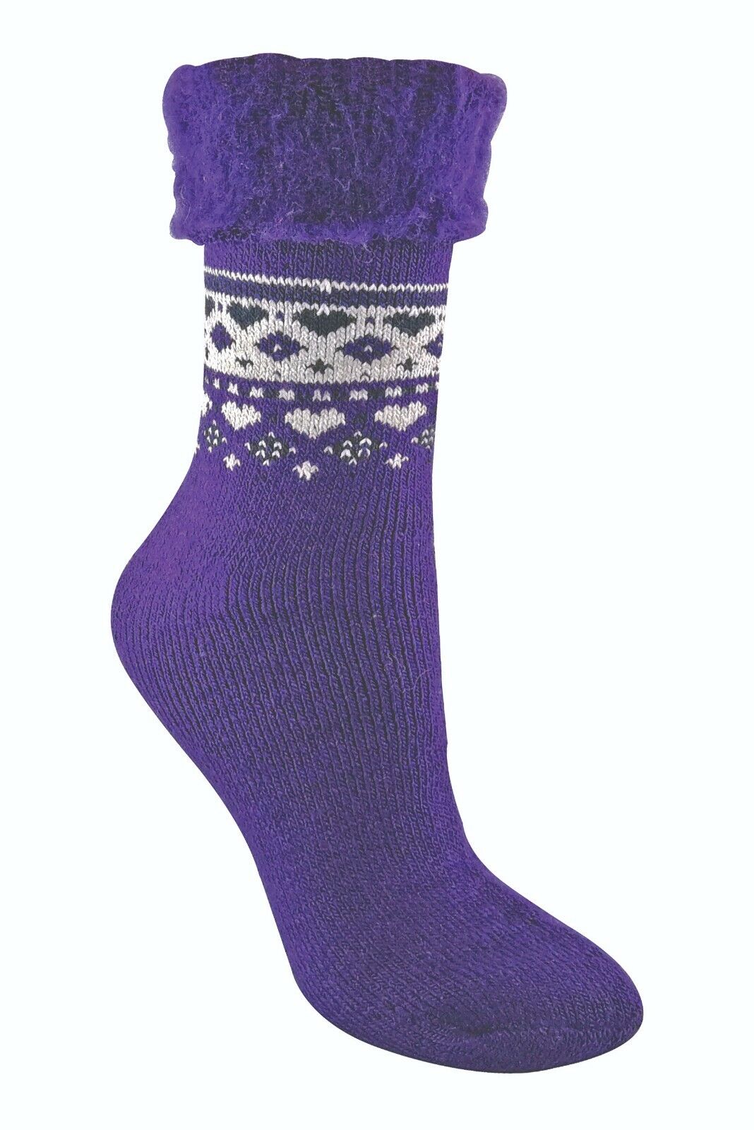Damen flauschig gemustert Winter warm Thermo Wollmischung Lounge Bett Socken LTOWS - Bild 44 von 54