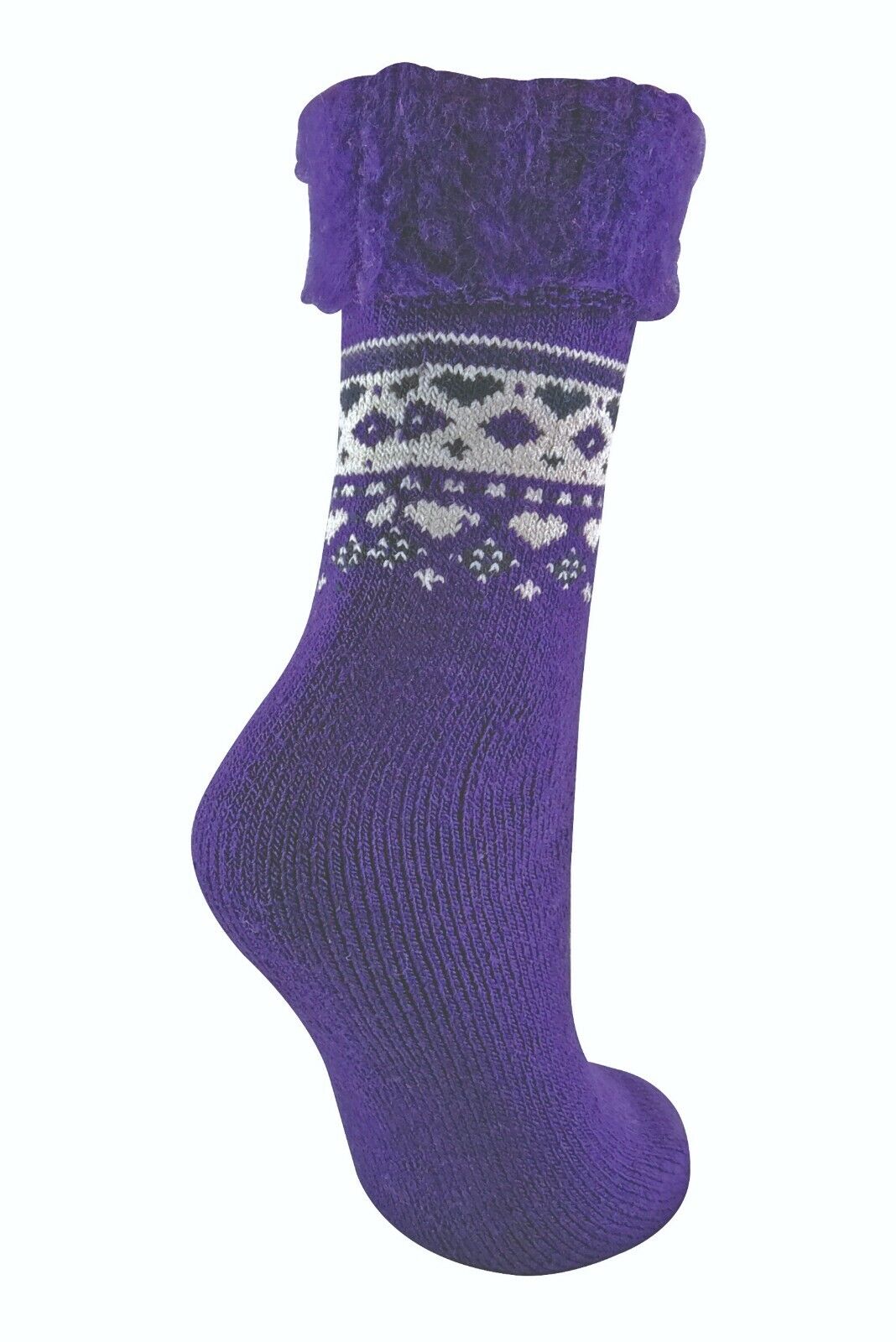 Damen flauschig gemustert Winter warm Thermo Wollmischung Lounge Bett Socken LTOWS - Bild 45 von 54