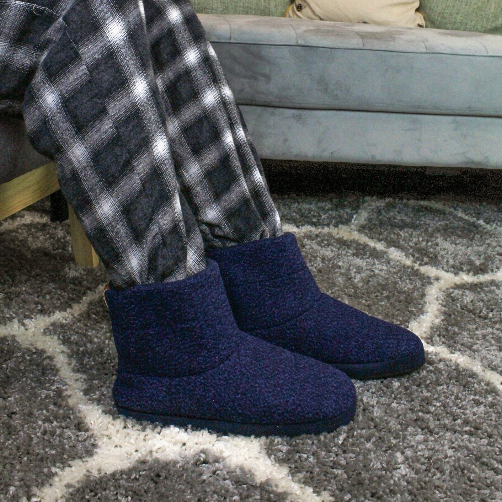 Men's Orthopedic Memory Foam Boot Slippers | Hard Rubber Sole | Dunlop - Picture 6 of 7