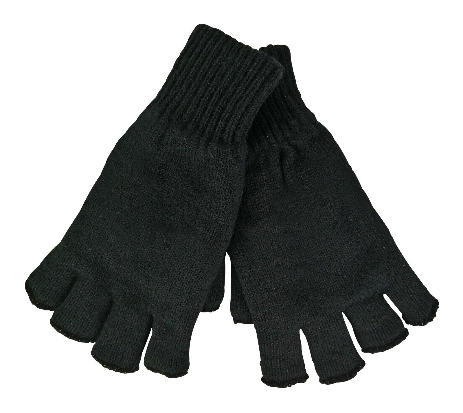 Mens 3M Thinsulate 40 gram Thermal Insulated Black Fingerless Gloves - Picture 5 of 8