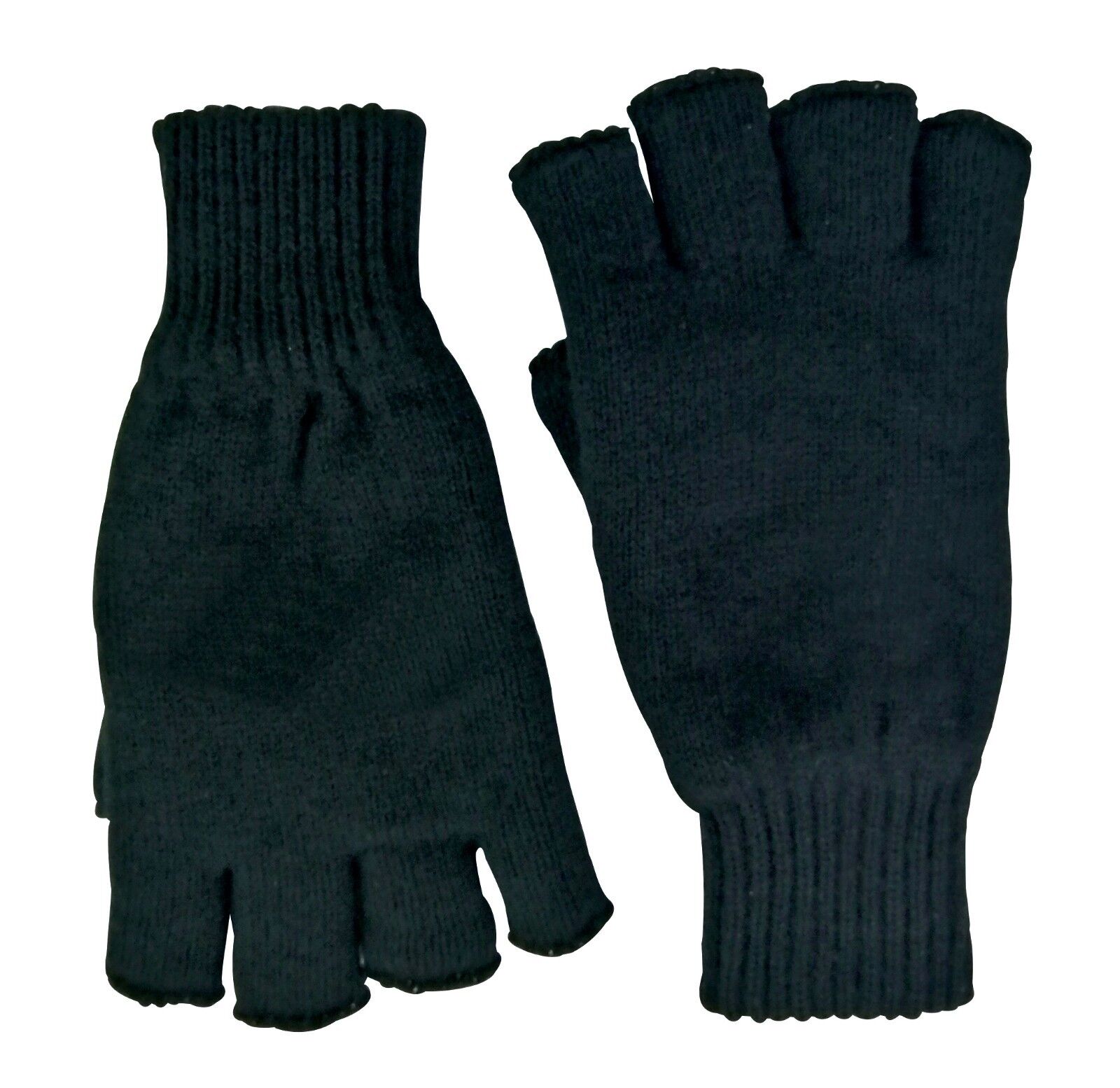 Mens 3M Thinsulate 40 gram Thermal Insulated Black Fingerless Gloves - Picture 6 of 8