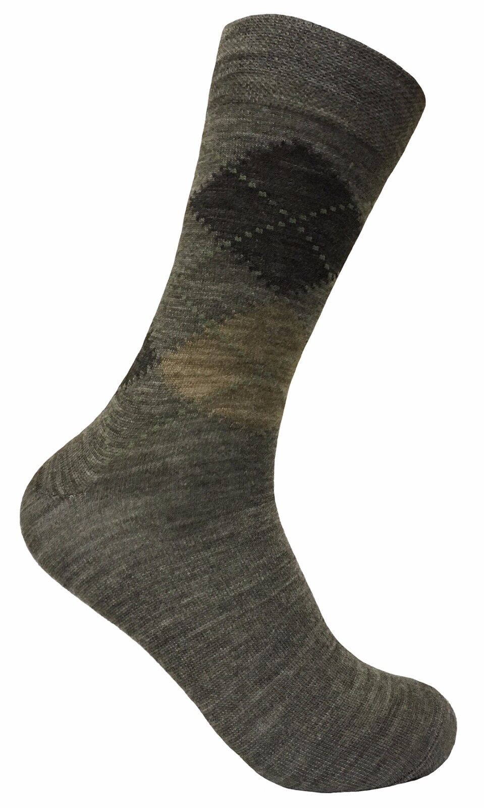Mens 3 Pack of Thin Brown Grey Lambs Wool Blend Argyle Pattern Warm Hiking Socks - Picture 6 of 12