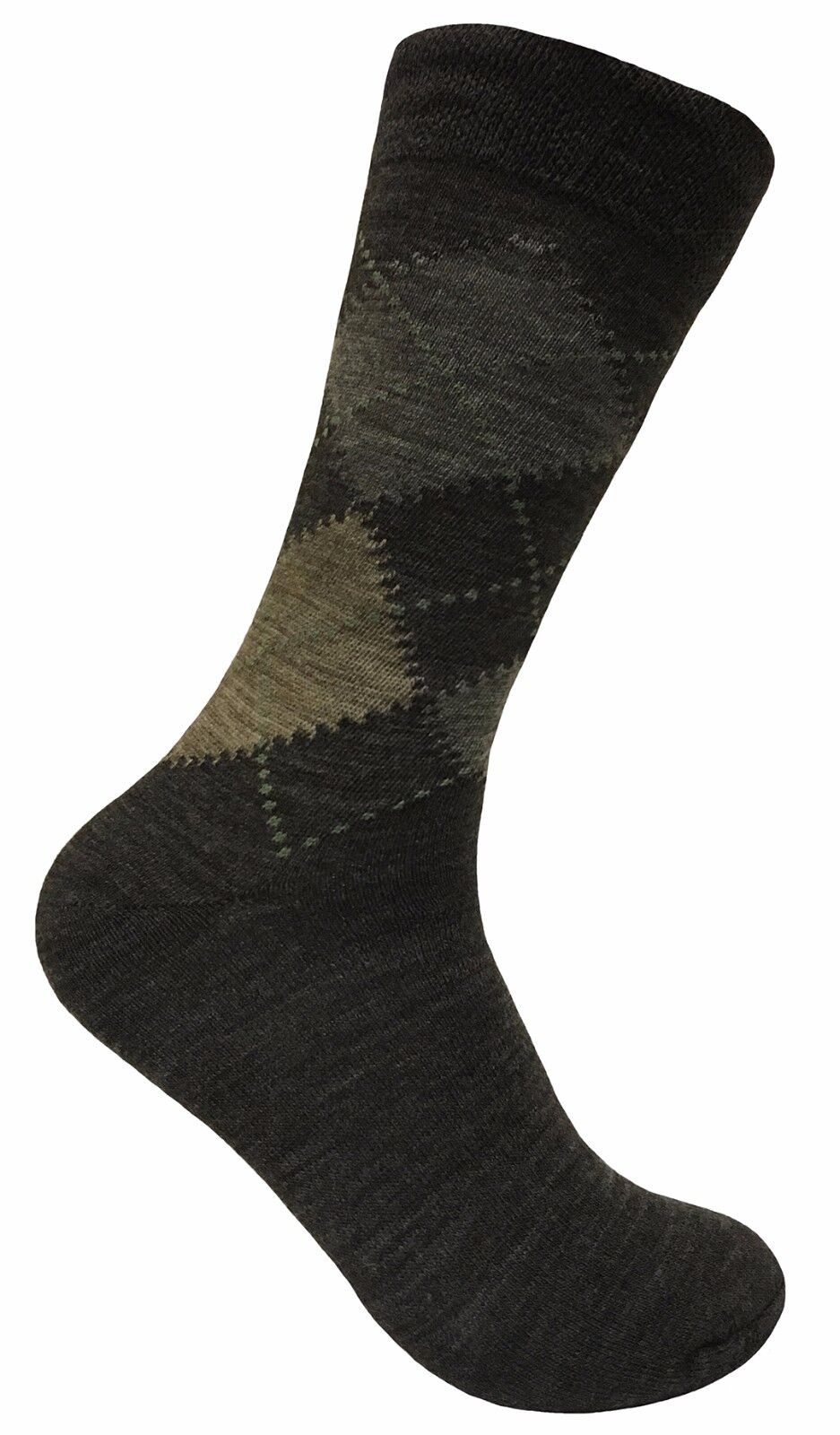 Mens 3 Pack of Thin Brown Grey Lambs Wool Blend Argyle Pattern Warm Hiking Socks - Picture 8 of 12