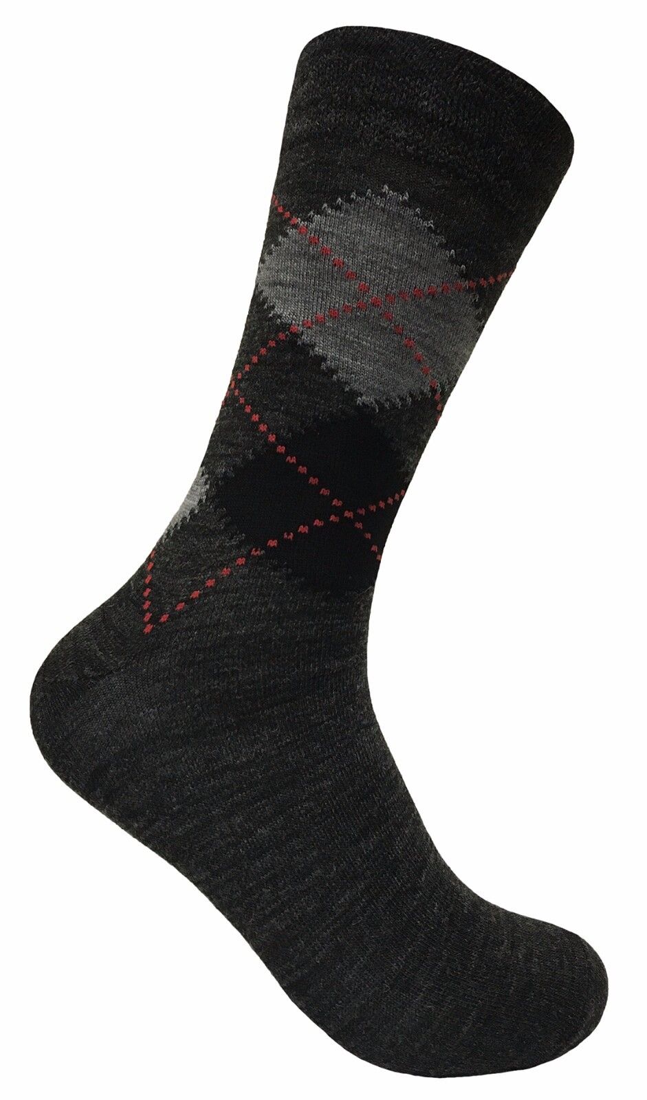 Mens 3 Pack of Thin Brown Grey Lambs Wool Blend Argyle Pattern Warm Hiking Socks - Picture 12 of 12