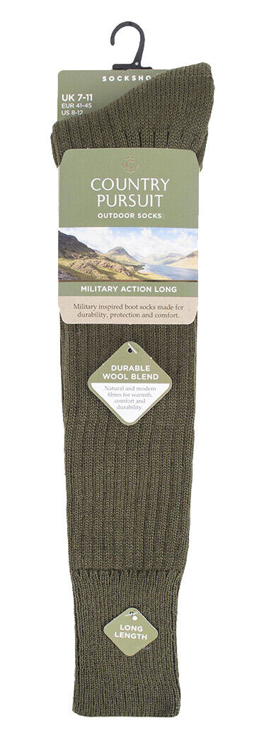Country Pursuit - Mens Knee High Wool Military Action Army Style Socks for Boots - Picture 7 of 7