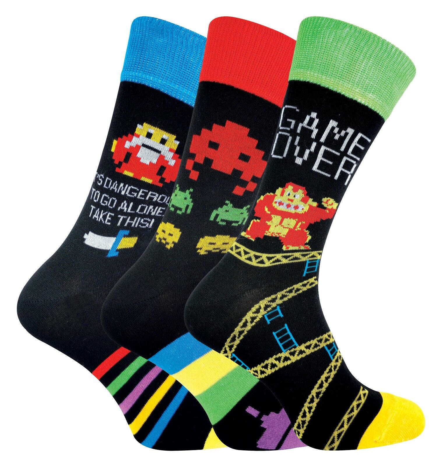SOCKE SNOB - 3er-Pack lustige Neuheit Vintage Retro Gaming Socken für Herren | 6-11 UK - Bild 14 von 45