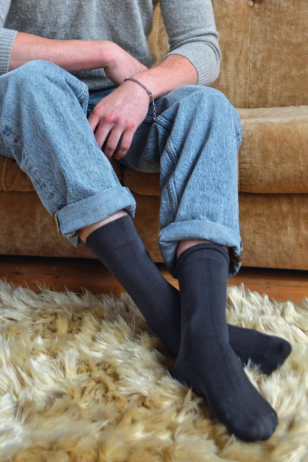 CALCETÍN SNOB - 4 Pares Unisex Bambú Finamente Tejido Delgado Súper Suave Traje de Vestir Calcetines - Imagen 22 de 44