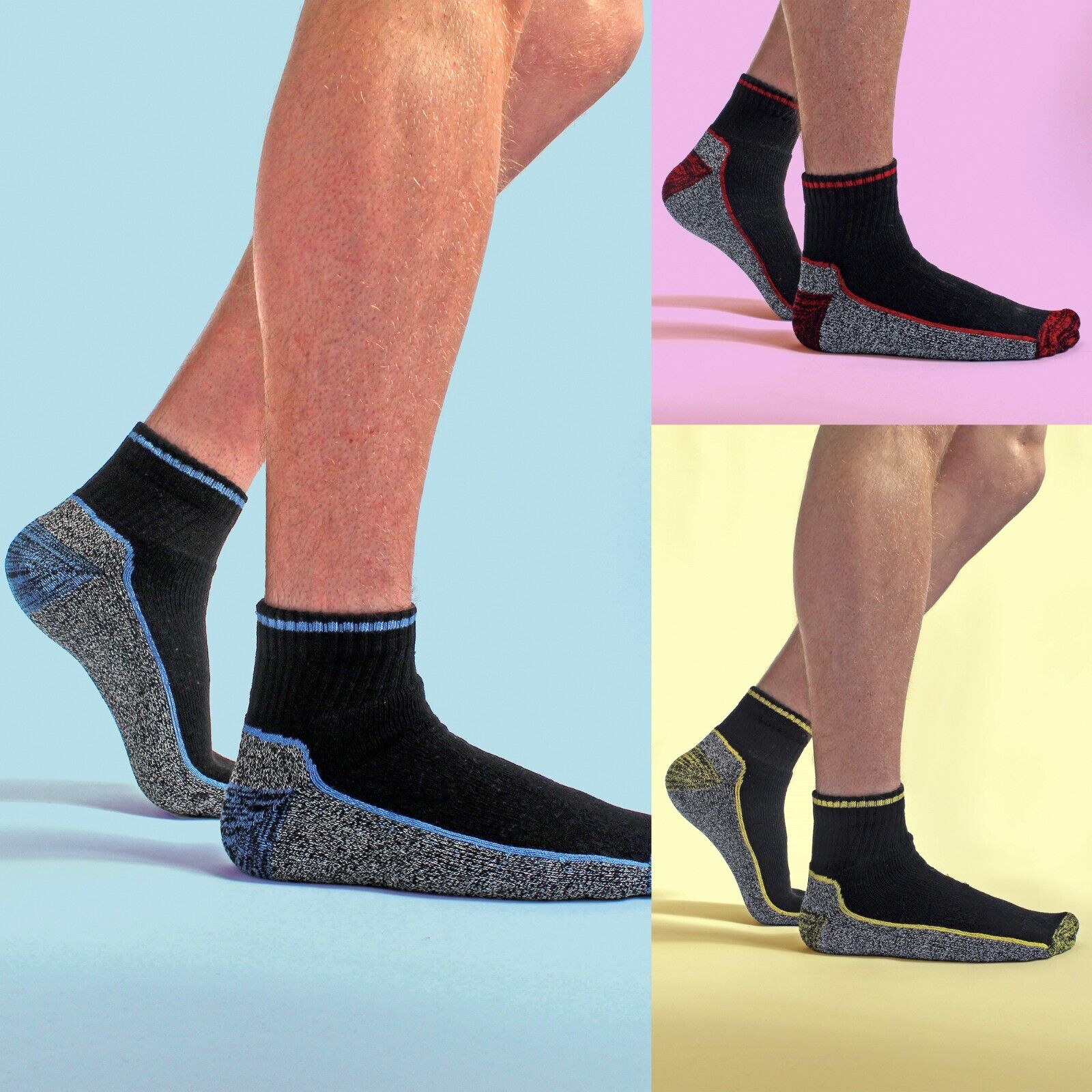 SOCK SNOB - Mens Breathable Short Ankle Cotton Bamboo Work Socks | Reinforced - Picture 12 of 21