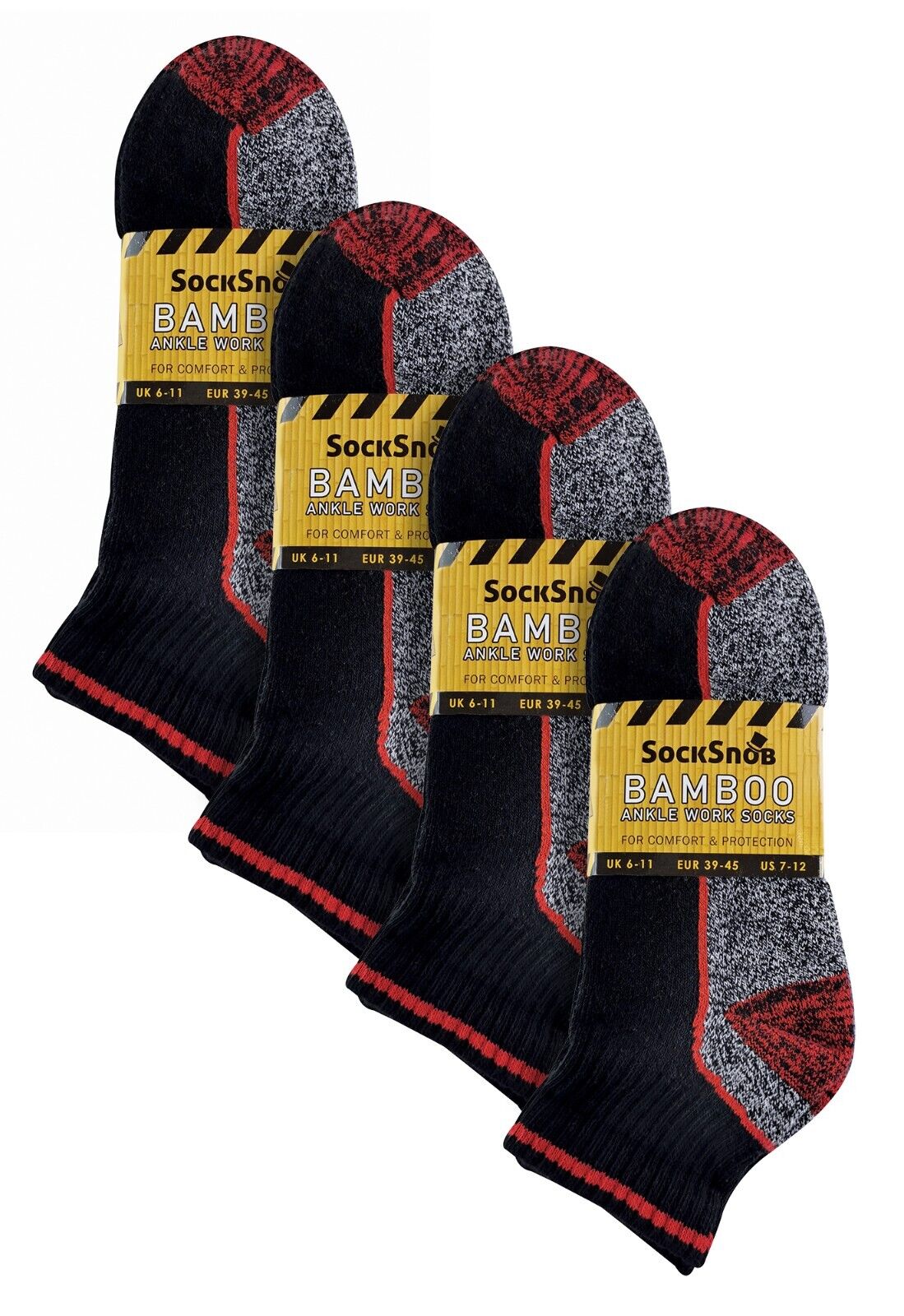 SOCK SNOB - Mens Breathable Short Ankle Cotton Bamboo Work Socks | Reinforced - Picture 17 of 21