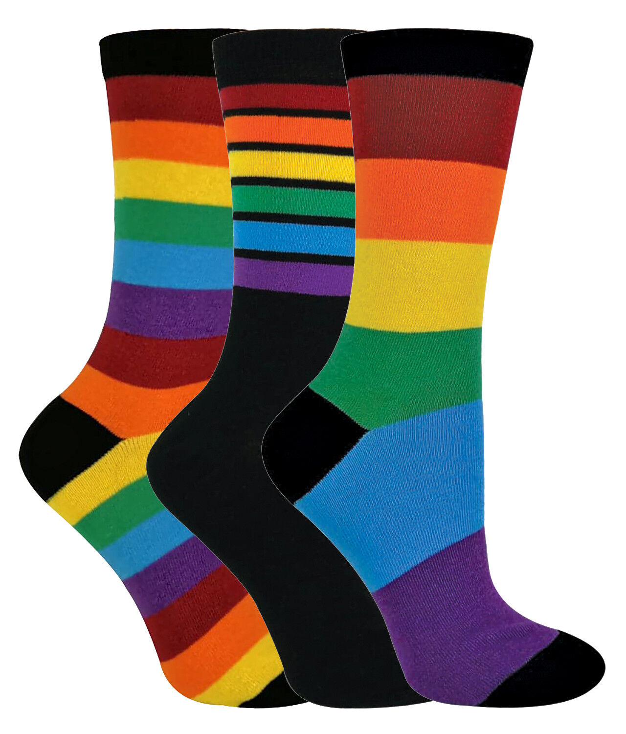 Sock Snob - 3er Pack Herren und Damen Baumwolle Bunt Streifen Regenbogen Socken - Bild 6 von 9