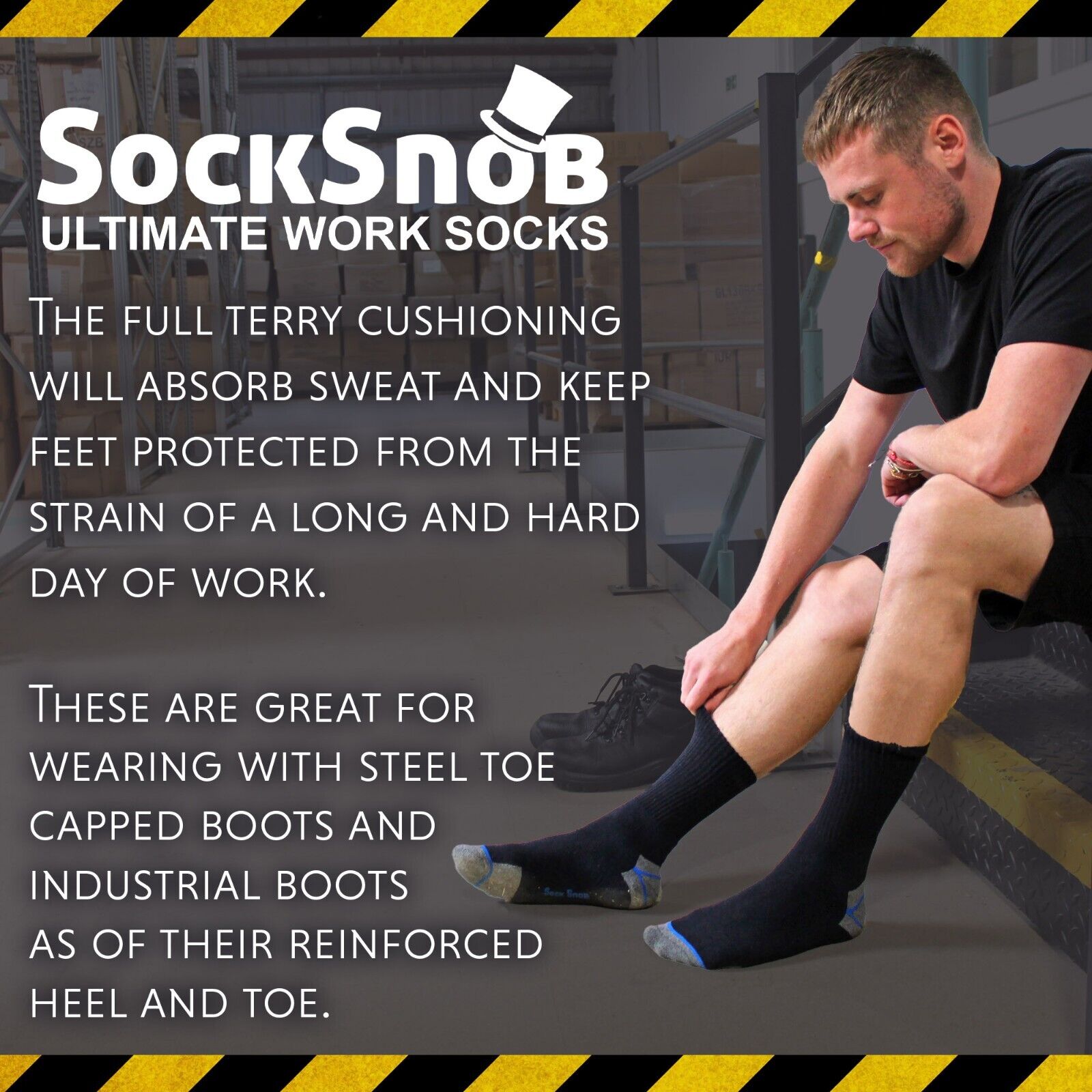 Calcetines Snob - Para Hombre Rico en Algodón Negro Resistente Últimos Calcetines de Trabajo para Botas - Imagen 8 de 22