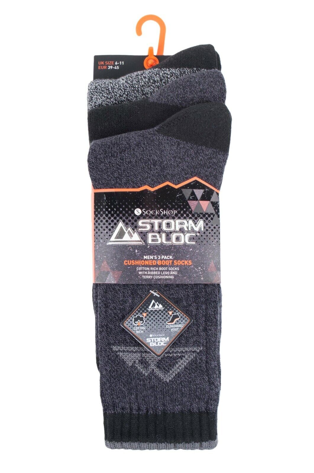 Storm Bloc - 3 Pack Hombres Transpirable Anti Blister Algodón Verano Senderismo Calcetines de Trabajo - Imagen 10 de 14