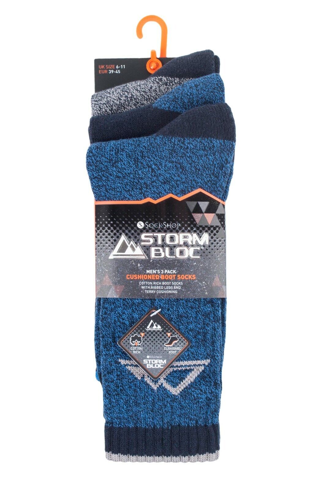 Storm Bloc - 3 Pack Hombres Transpirable Anti Blister Algodón Verano Senderismo Calcetines de Trabajo - Imagen 14 de 14