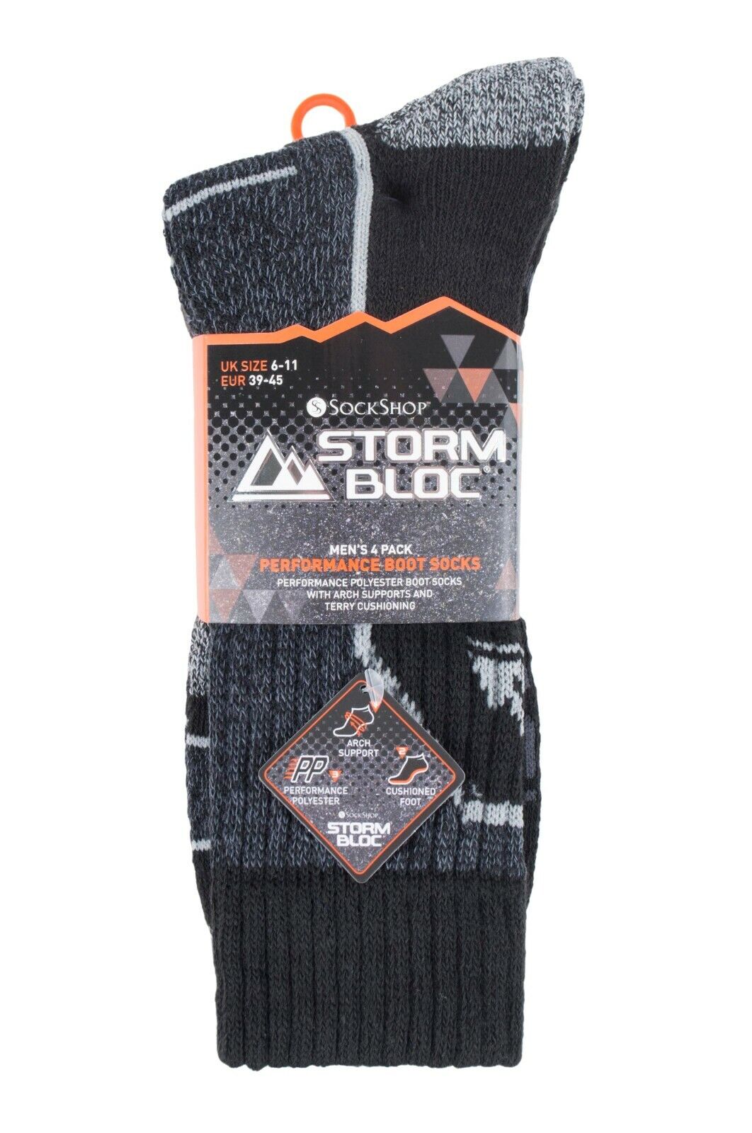 Storm Bloc - 4 Pack Mens Breathable Performance Hiking Socks with Arch Support - Picture 11 of 41