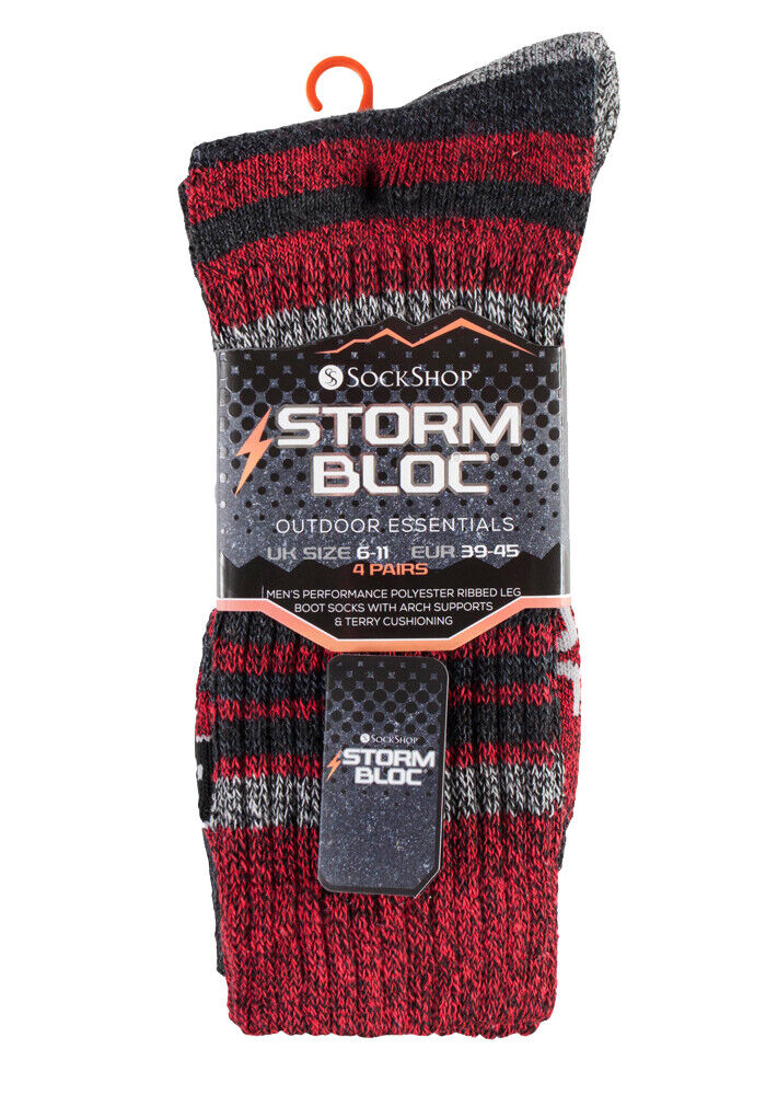 Storm Bloc - 4 Pack Mens Breathable Performance Hiking Socks with Arch Support - Picture 25 of 41