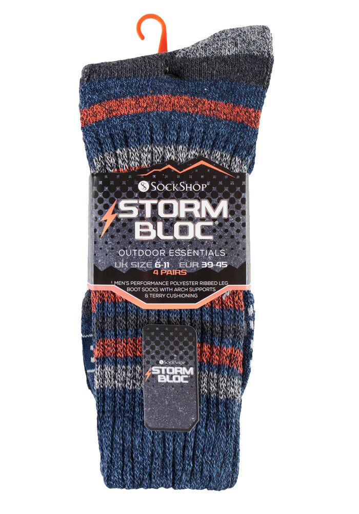 Storm Bloc - 4 Pack Mens Breathable Performance Hiking Socks with Arch Support - Picture 27 of 41