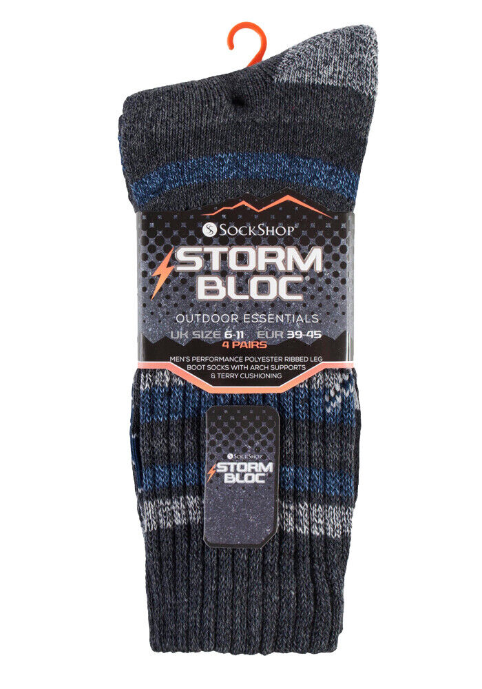 Storm Bloc - 4 Pack Mens Breathable Performance Hiking Socks with Arch Support - Picture 29 of 41