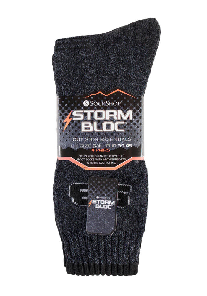Storm Bloc - 4 Pack Mens Breathable Performance Hiking Socks with Arch Support - Picture 33 of 41