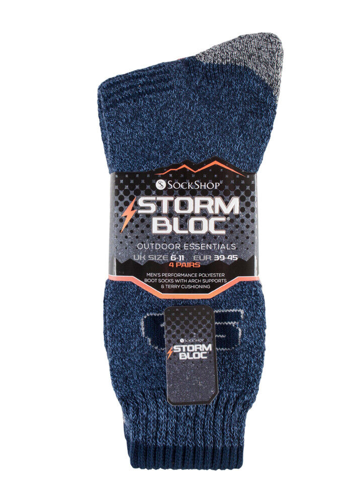 Storm Bloc - 4 Pack Mens Breathable Performance Hiking Socks with Arch Support - Picture 35 of 41