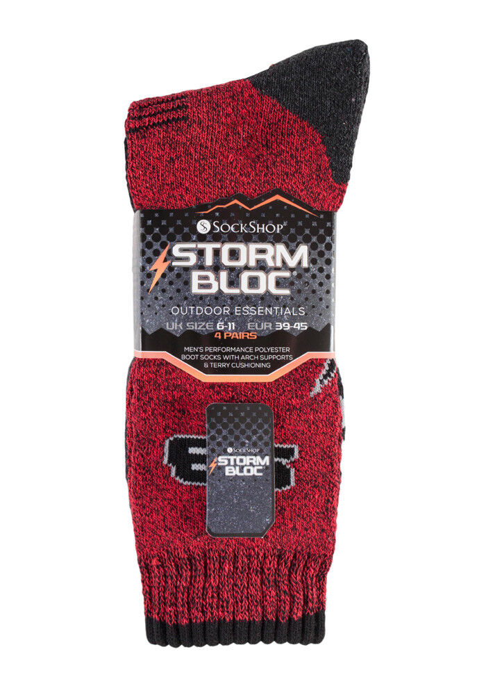 Storm Bloc - 4 Pairs Mens Padded Lightweight Walking Work Boot Socks for Summer - Picture 9 of 17