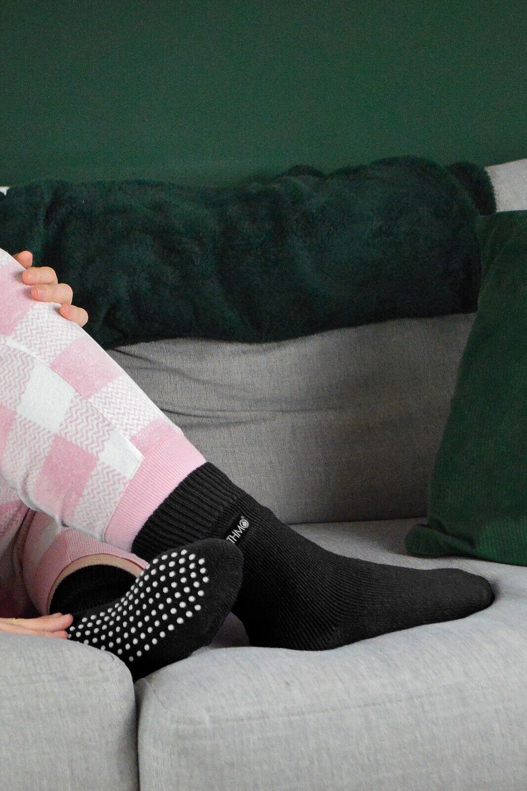 THMO - Ladies Non Slip Fluffy Fleece Inner Warm Thermal Gripper Slipper Socks - Picture 9 of 28