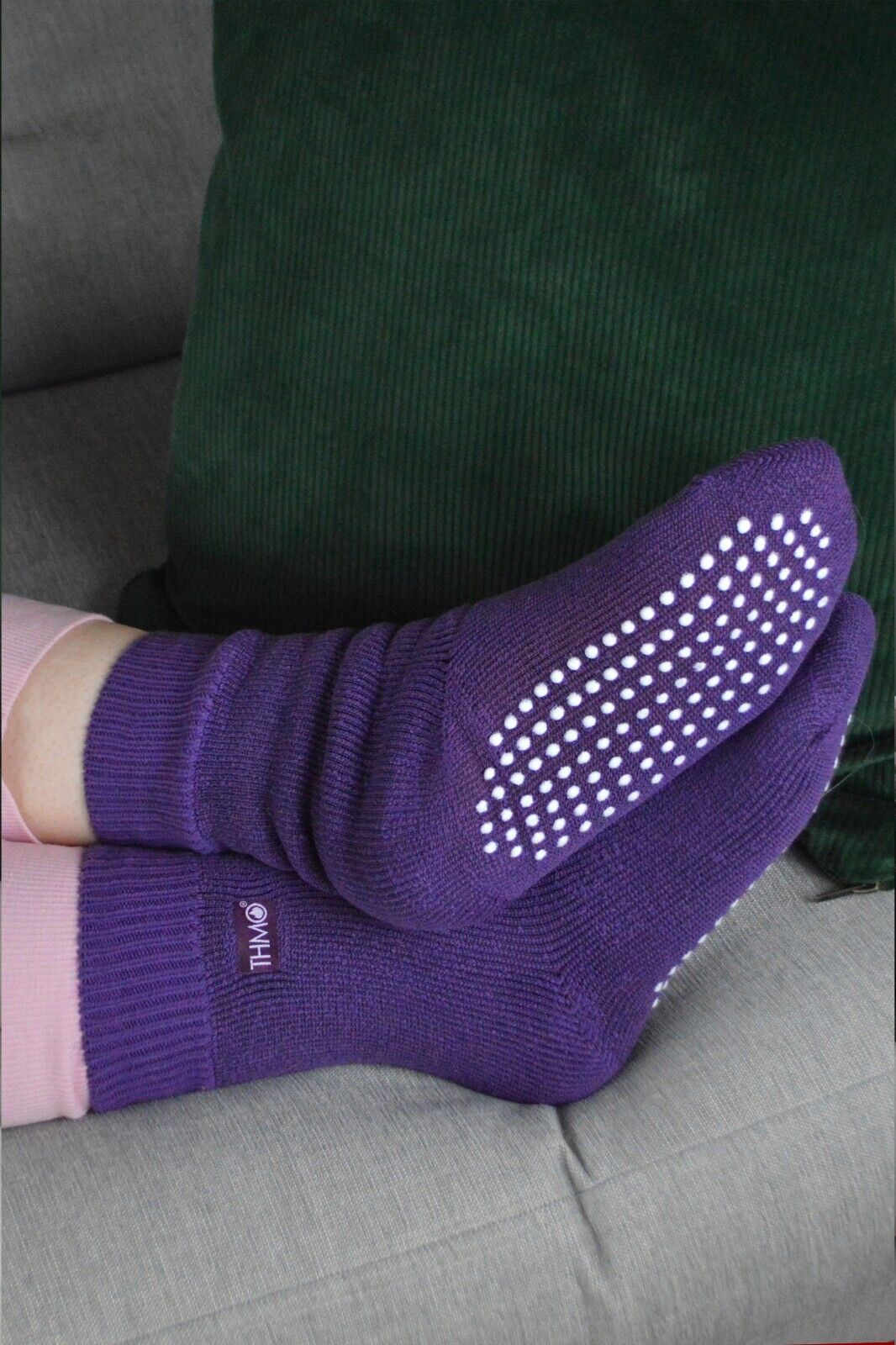 THMO - Ladies Non Slip Fluffy Fleece Inner Warm Thermal Gripper Slipper Socks - Picture 15 of 28