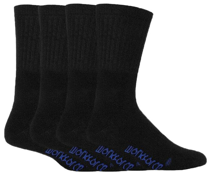 Workforce - Mens 4 Pairs Cushioned Padded Breathable Cotton Rich Work Boot Socks - Picture 2 of 7