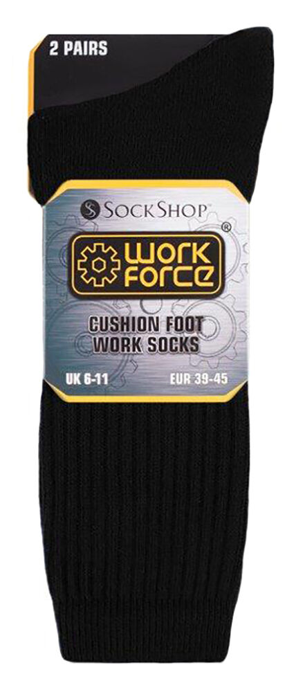 Workforce - Mens 4 Pairs Cushioned Padded Breathable Cotton Rich Work Boot Socks - Picture 4 of 7