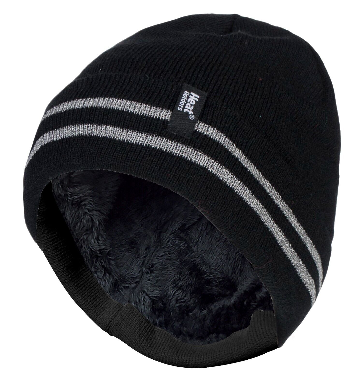 Heat Holders - Mens Hi Viz / Vis Reflective Thermal Fleece Lined Turn Over Hat - Picture 3 of 11